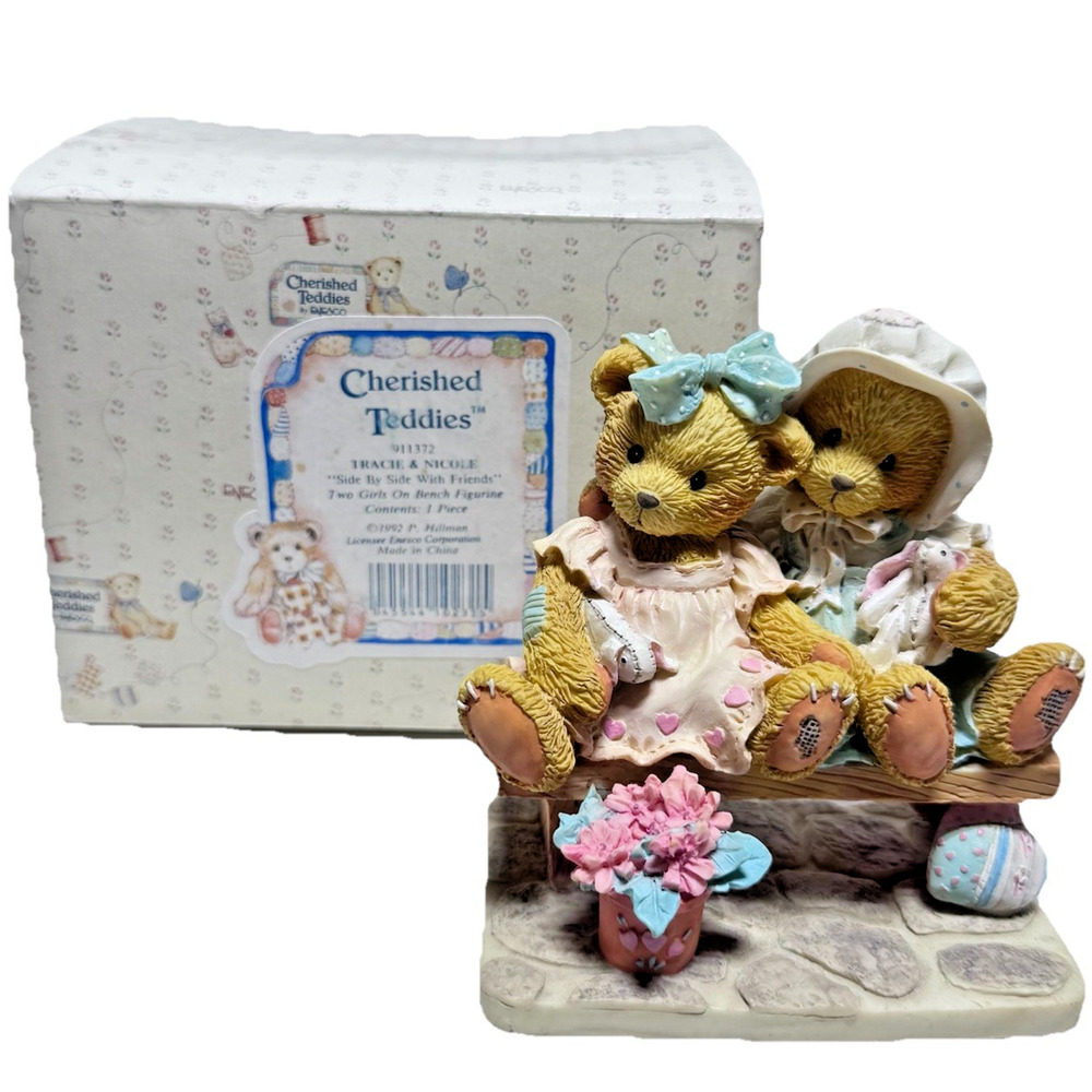 CHERISHED TEDDIES 911372 “ SIDE BY SIDE WITH FRIENDS “ TWO GIRLS ON BENCH (1992)